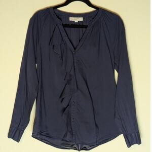 Ann Taylor LOFT Women's Size Small Clip Dot Bow Back Top Black White Textured